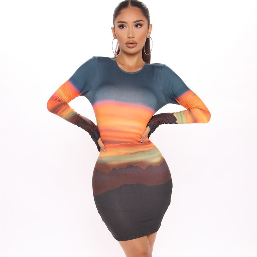Desert Sunset Mini Dress - Multi Color